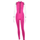 Jumpsuit Tight Sleeveless Zipper Sports High Elastic Jumpsuit Trousers